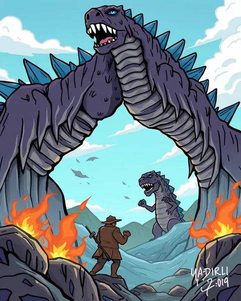 Cartoon Godzilla Images Depict Fiery Monster Chaos