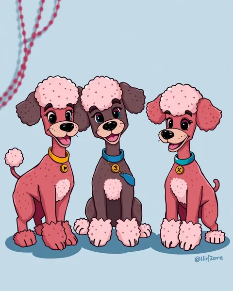 Cartoon Illustrations of Poodles