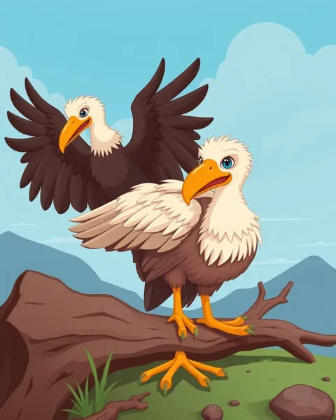 Cartoon Illustrations of Vultures