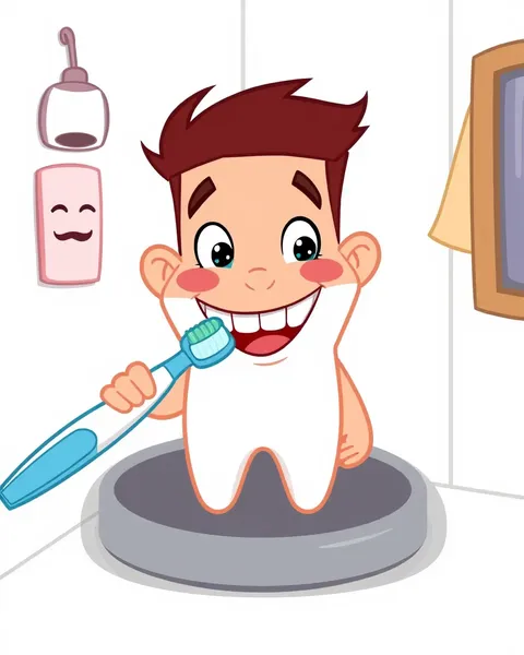 Cartoon Images of Brushing Teeth for Children