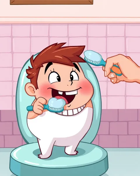 Cartoon Images of Brushing Teeth for Kids