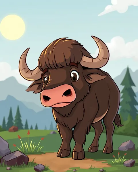 Cartoon Images of Buffalo Animals in Various Settings