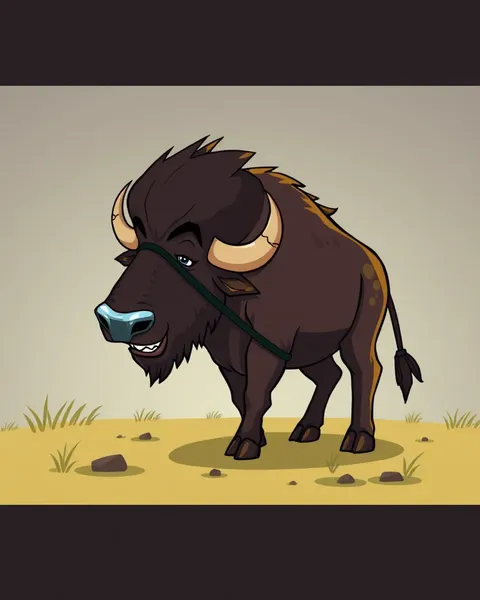 Cartoon Images of Buffalo Animals with Fun Expressions