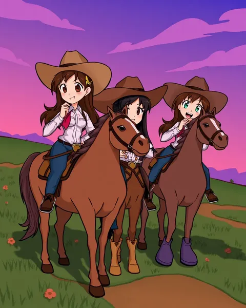 Cartoon Images of Cowgirls