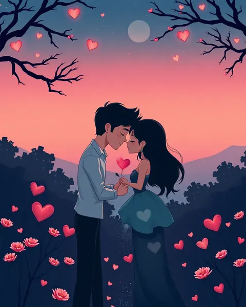 Cartoon Images of Love in Romantic Scenes