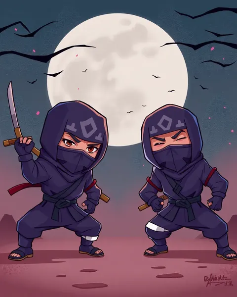 Cartoon Images of Ninjas in Action