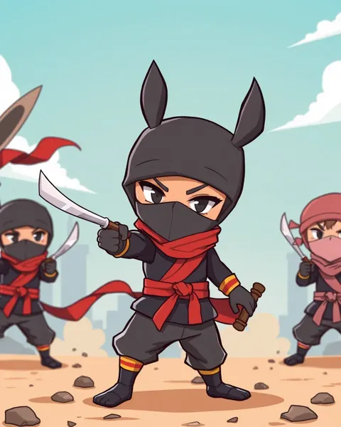 Cartoon Images of Ninjas in Stealth