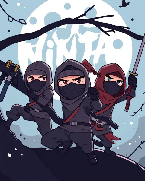 Cartoon Images of Ninjas in Training