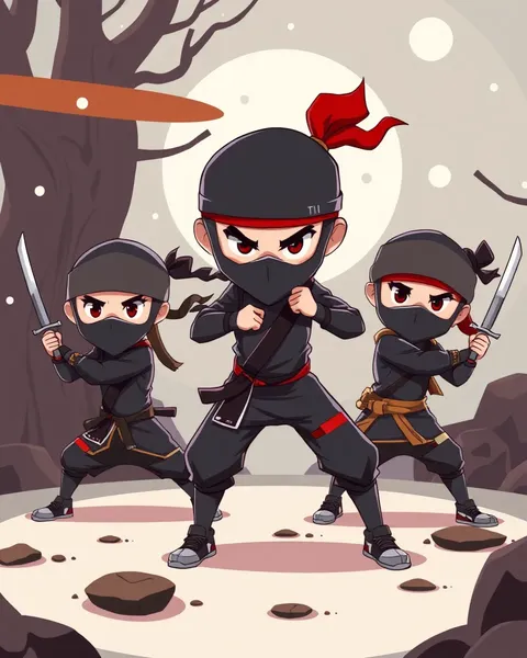 Cartoon Images of Ninjas with Masks