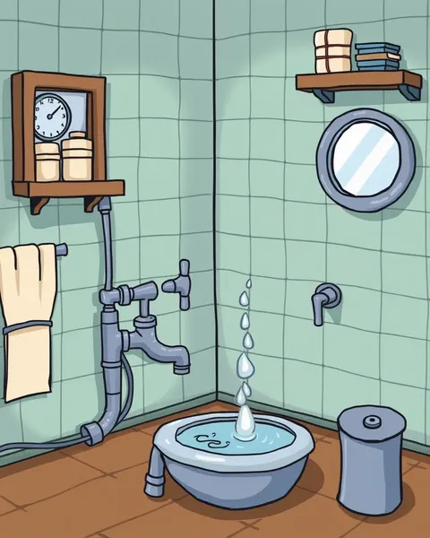 Cartoon Images of Plumbing Fixtures and Fittings