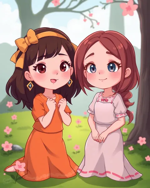 Cartoon Images of Sisters Play