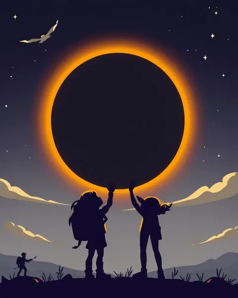 Cartoon Images of Solar Eclipse in Space Exploration