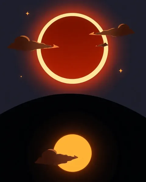 Cartoon Images of Solar Eclipse in Space