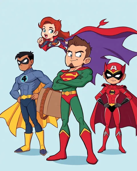 Cartoon Images of Super Heroes Unite Heroes