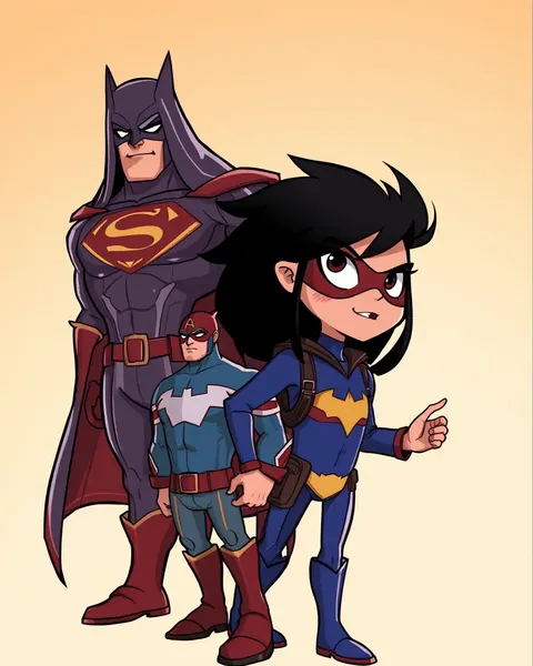 Cartoon Images of Superheroes Unite