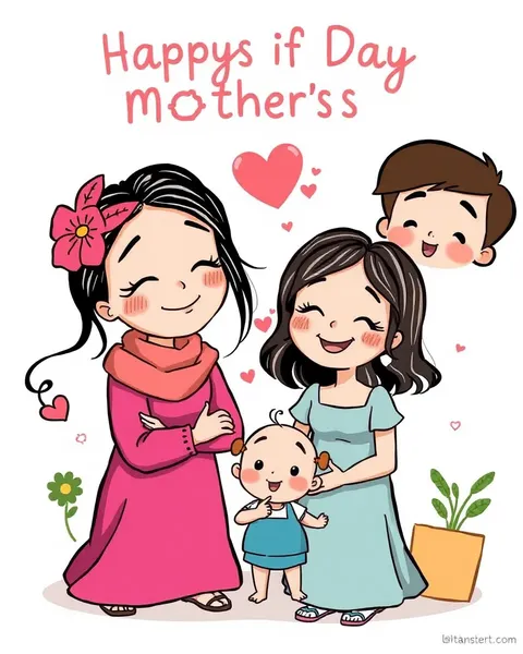 Cartoon Mothers Day Images with Heartfelt Messages