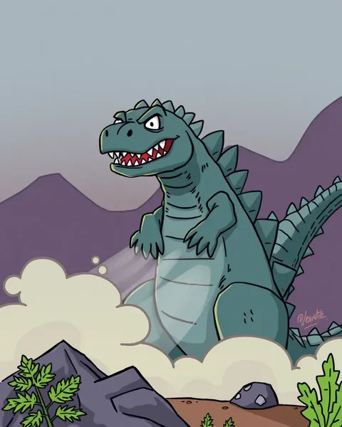 Cartoon Picture of Godzilla's Eyes