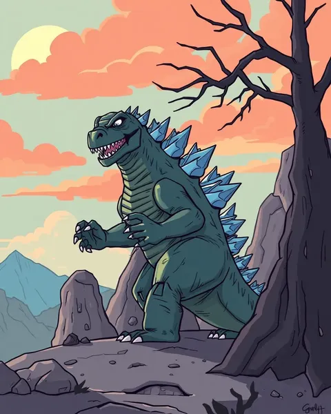 Cartoon Picture of Godzilla