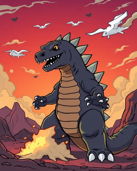 Cartoon Picture of Godzilla