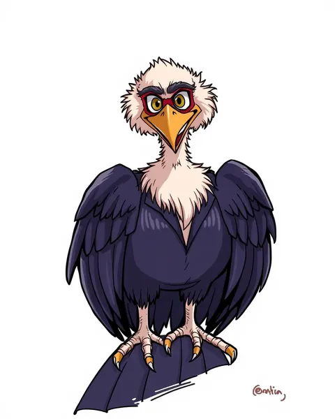 Cartoon Picture of Vulture with Skull