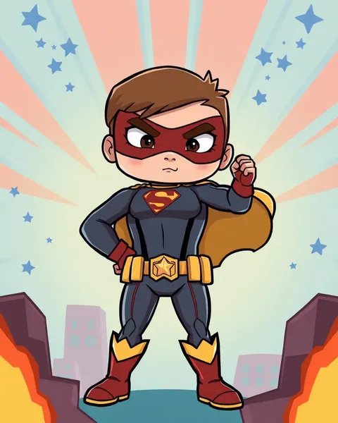 Cartoon Picture of a Superhero Illustration