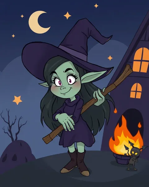 Cartoon Picture of a Witch's Spell