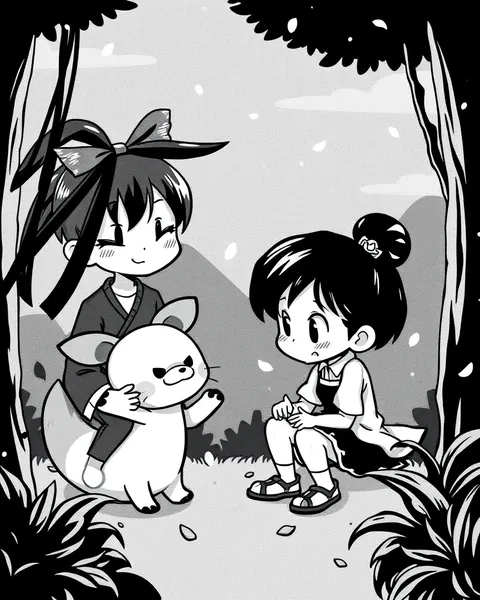 Cartoon Pictures in Black and White Style