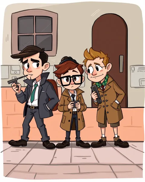 Cartoon Pictures of Detectives Solving Mysteries