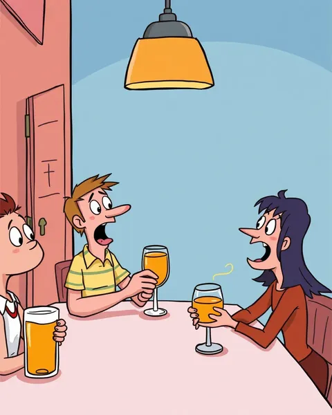 Cartoon Pictures of Drunk Characters in Comical Situations