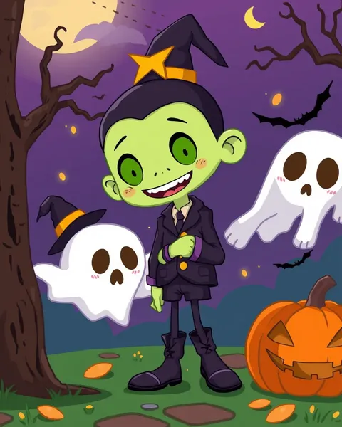 Cartoon Pictures of Halloween Costumes and Decorations