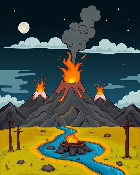 Cartoon Pictures of Volcano Eruptions