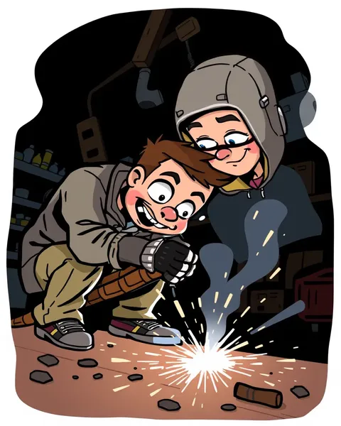 Cartoon Pictures of Welding Scenes Created