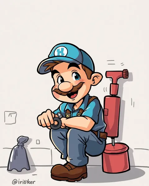 Cartoon Plumber Pictures Illustrate Fixing Leaky Faucets