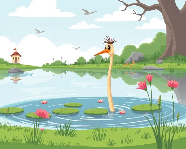 Cartoon Pond Reed Clean PNG Image