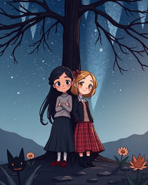 Cartoon Sisters Images Capture Whimsical Storybook Feel