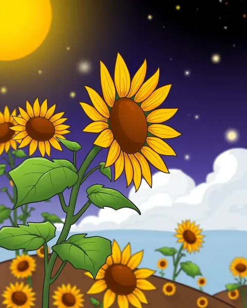 Cartoon Sunflower Pictures for Children's Delight