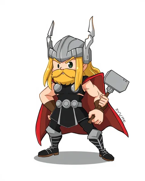 Cartoon Thor Pictures with Superhero Action