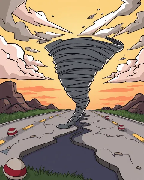 Cartoon Tornadoes in Colorful Pictures