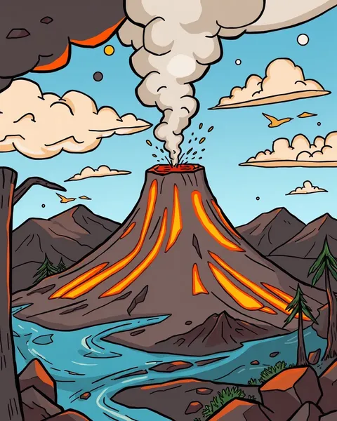 Cartoon Volcano Images: A Fiery Artistic Expression