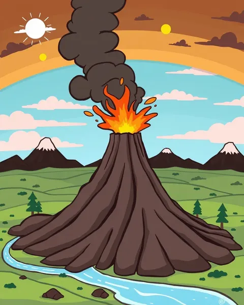 Cartoon Volcano Pictures for Science and Art