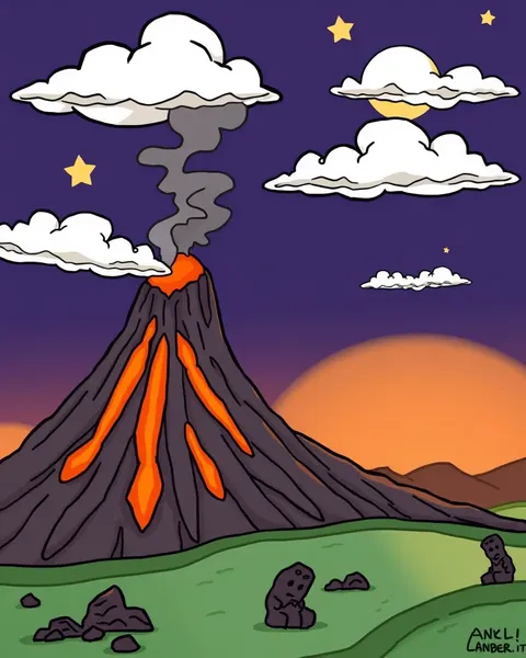 Cartoon Volcano Pictures in Vibrant Color Schemes