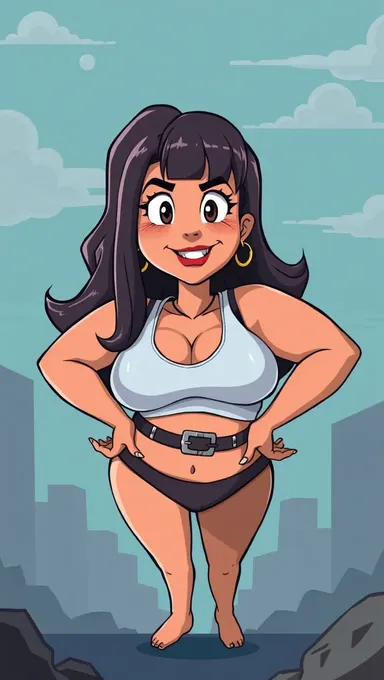 Cartoon with Huge Boobs and Unrealistic Proportions