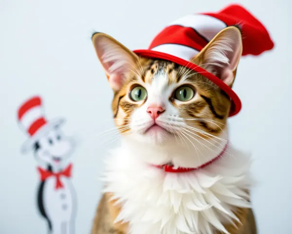 Cat Wears Hat in Whimsical Pictures