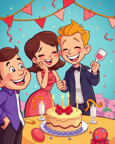 Cheerful Cartoon Celebration Picture for Festive Cheer