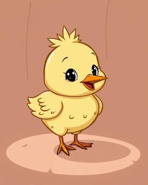 Chick's Cartoon Picture with Open Beak Laugh