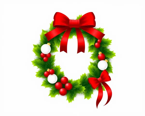 Christmas Wreath PNG with Ornaments and Ribbons