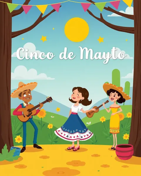 Cinco De Mayo Cartoon Images with Traditional Clothes