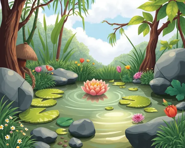 Clean Pond Cartoon PNG File Available