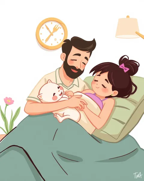 Colorful Breastfeeding Picture Cartoon Depicts Happy Mother-Child Scene