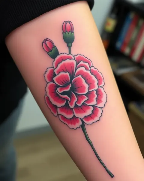 Colorful Carnation Flower Tattoo Artwork Ideas